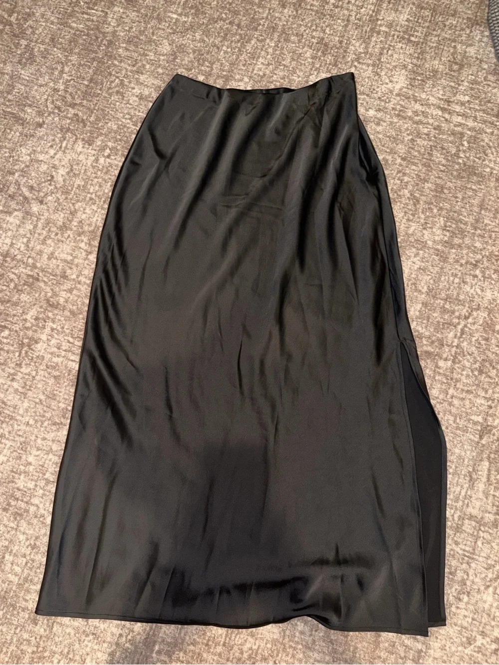 Elegant Black Satin Maxi Skirt - Women's Classic Slip Skirt